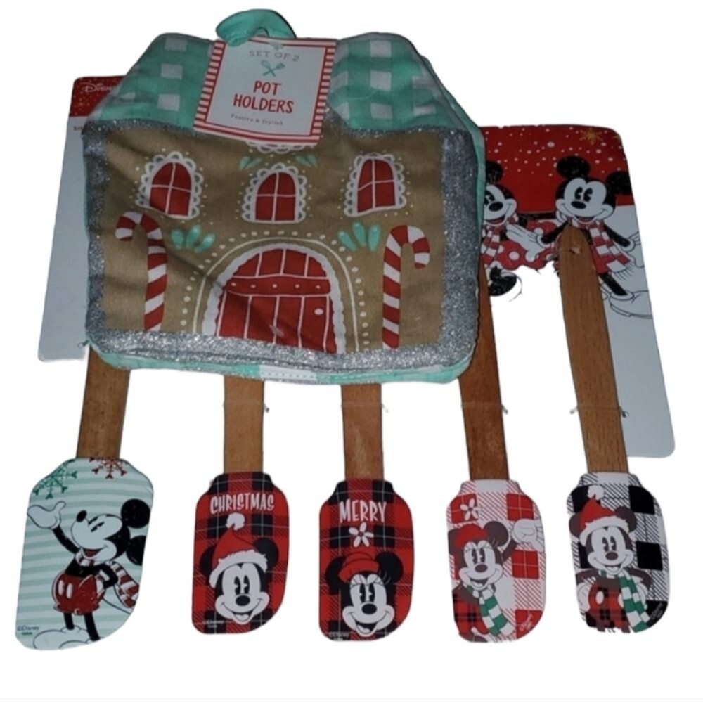 Disney Mickey Mouse Spatula 5 Set Christmas Gingerbread House Pot Holder